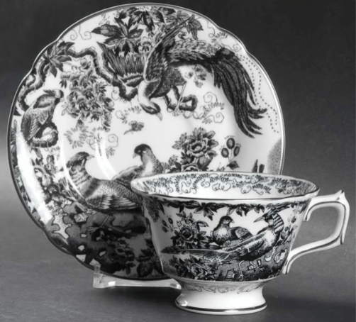 * Black Aves Platinum Tea Cup & Saucer - Royal Crown Derby - Gaines Jewelers