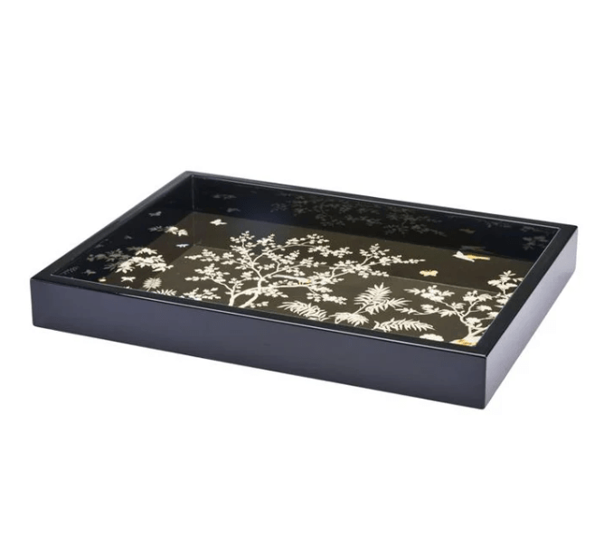 Black Small Chinoiserie Tray - Addison Ross - Gaines Jewelers