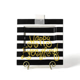 Black Stripe Big Happy Everything! Square Platter - Gaines Jewelers