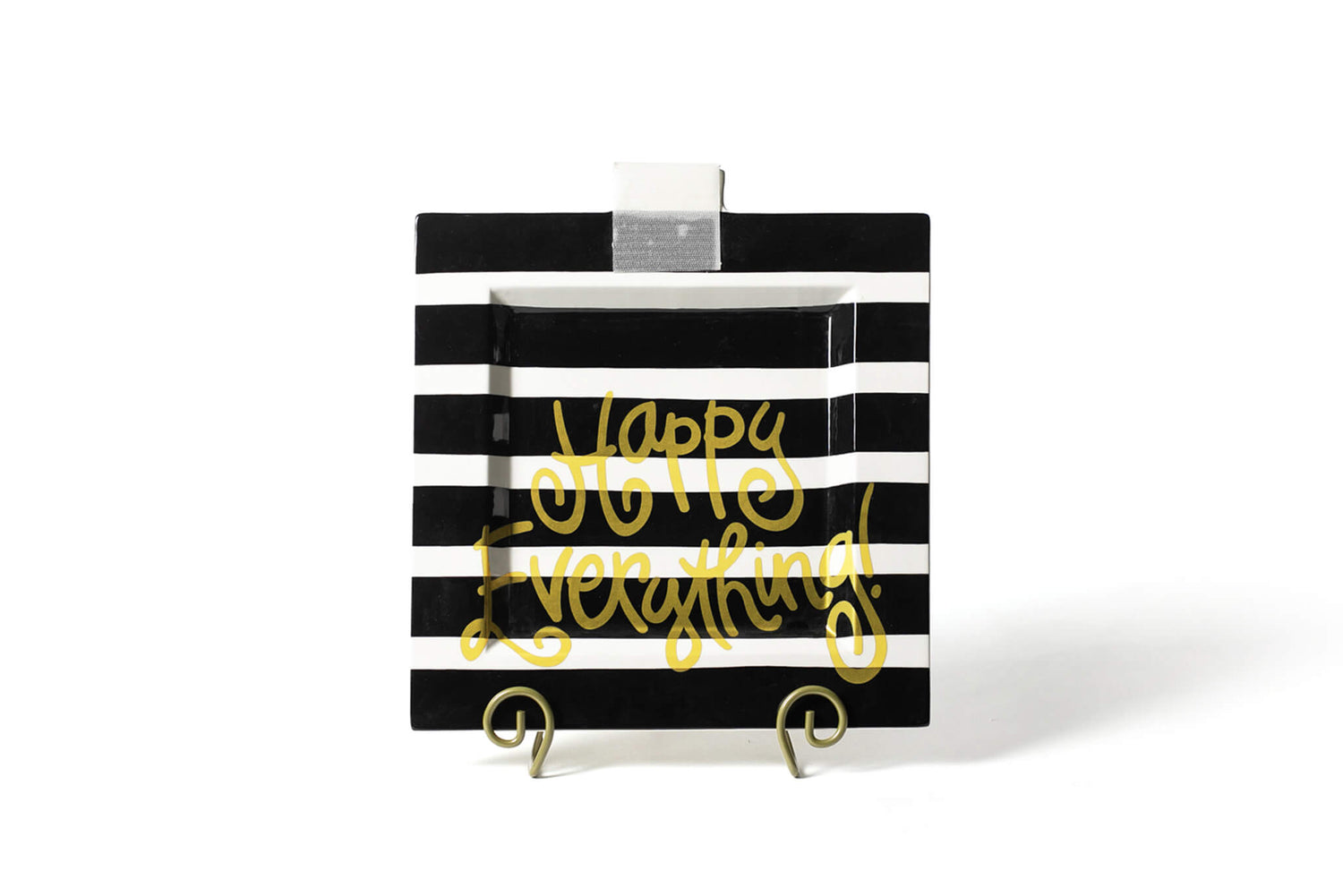 Black Stripe Big Happy Everything! Square Platter - Gaines Jewelers