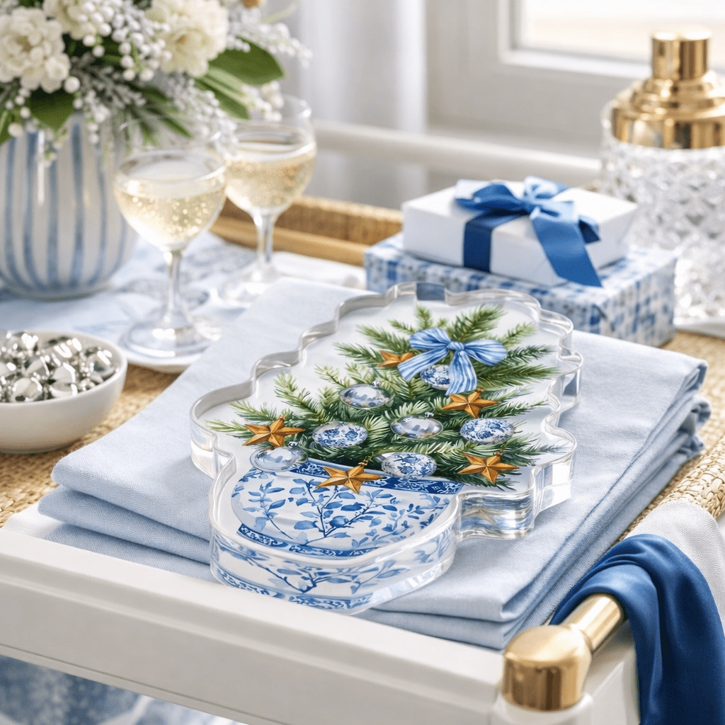 Blue Christmas Acrylic Napkin Weight - Maven Home - Gaines Jewelers