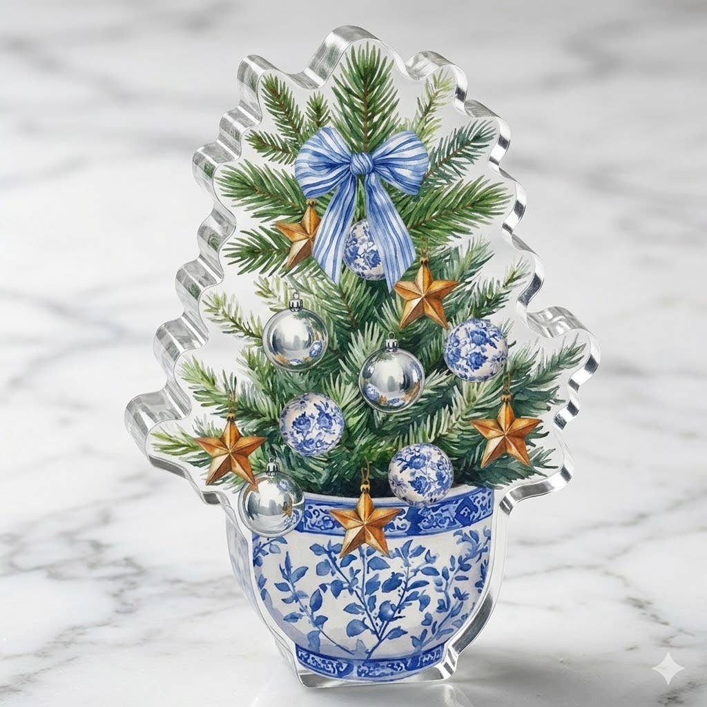 Blue Christmas Acrylic Napkin Weight - Maven Home - Gaines Jewelers