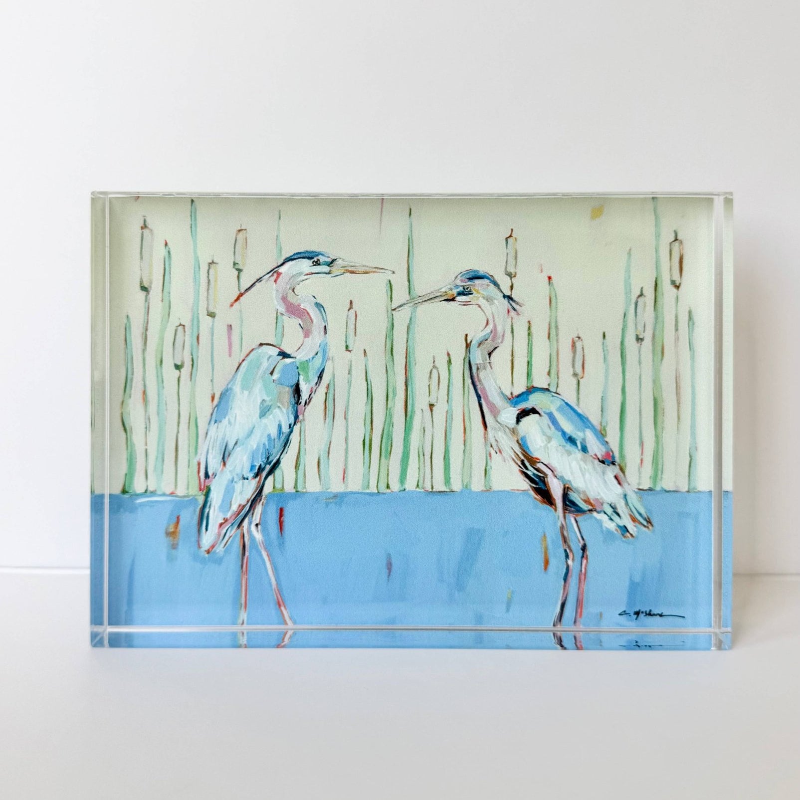 "Blue Herons" Acrylic Large - Chelsea McShane Art - Gaines Jewelers