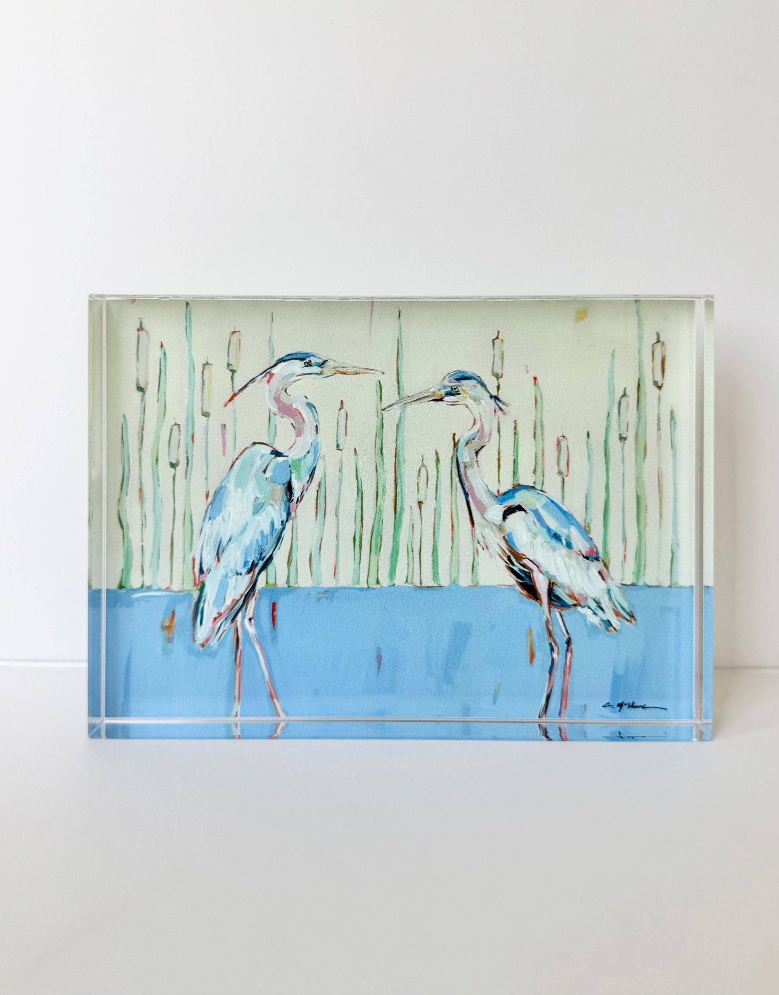"Blue Herons" Acrylic Large - Chelsea McShane Art - Gaines Jewelers