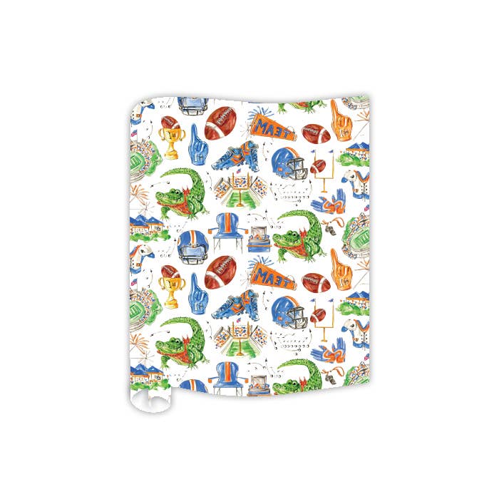 Blue & Orange Gator Football Icons Table Runner - RosanneBeck Collections - Gaines Jewelers