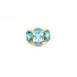 Blue Topaz and Apatite Ring with Diamonds 14kt Yellow Gold 0.46ctw - Raymond Mazza - Gaines Jewelers