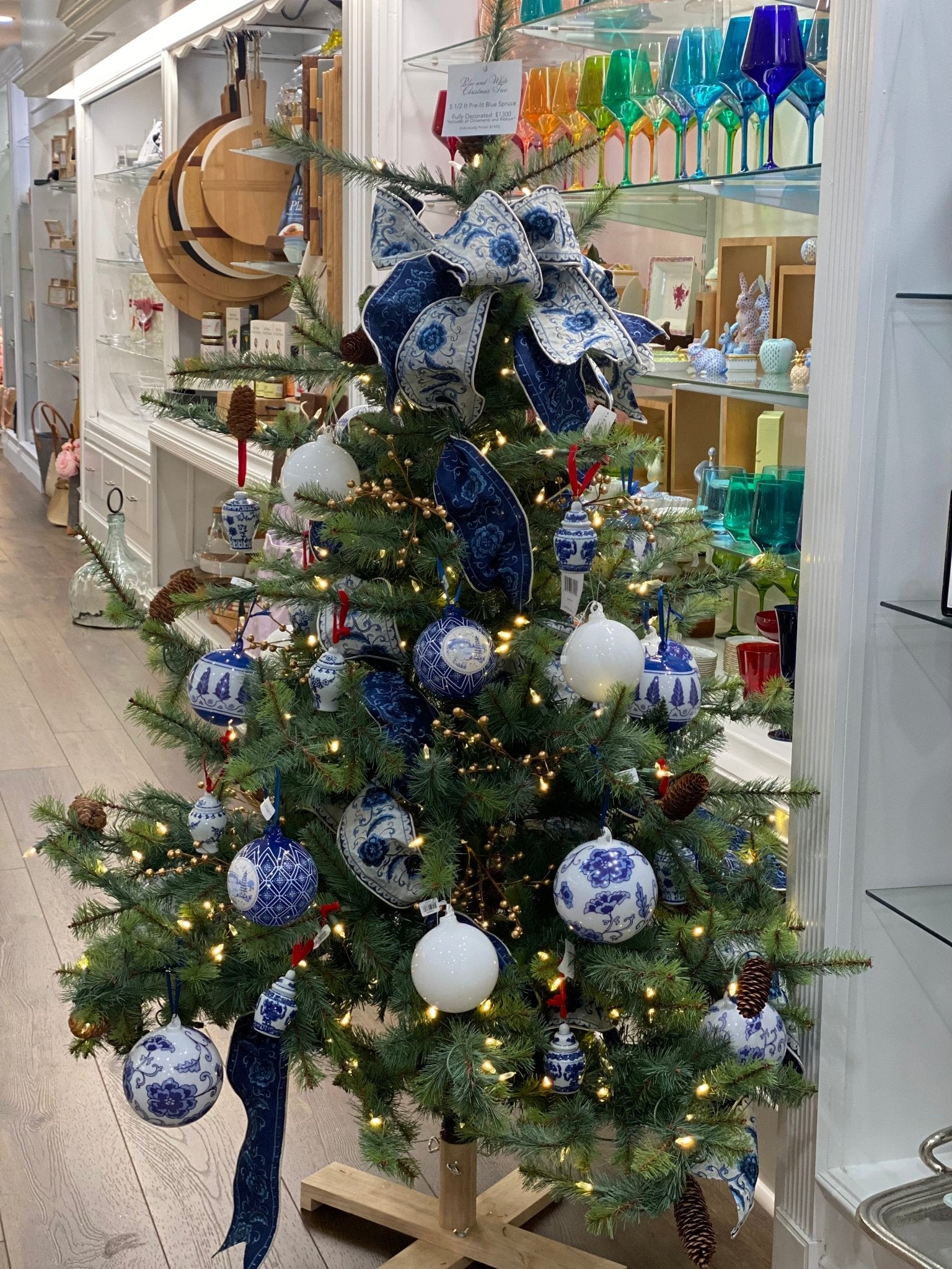 Blue & White - 5.5' Blue Spruce Christmas Tree Fully Furnished - Park Hill - Gaines Jewelers