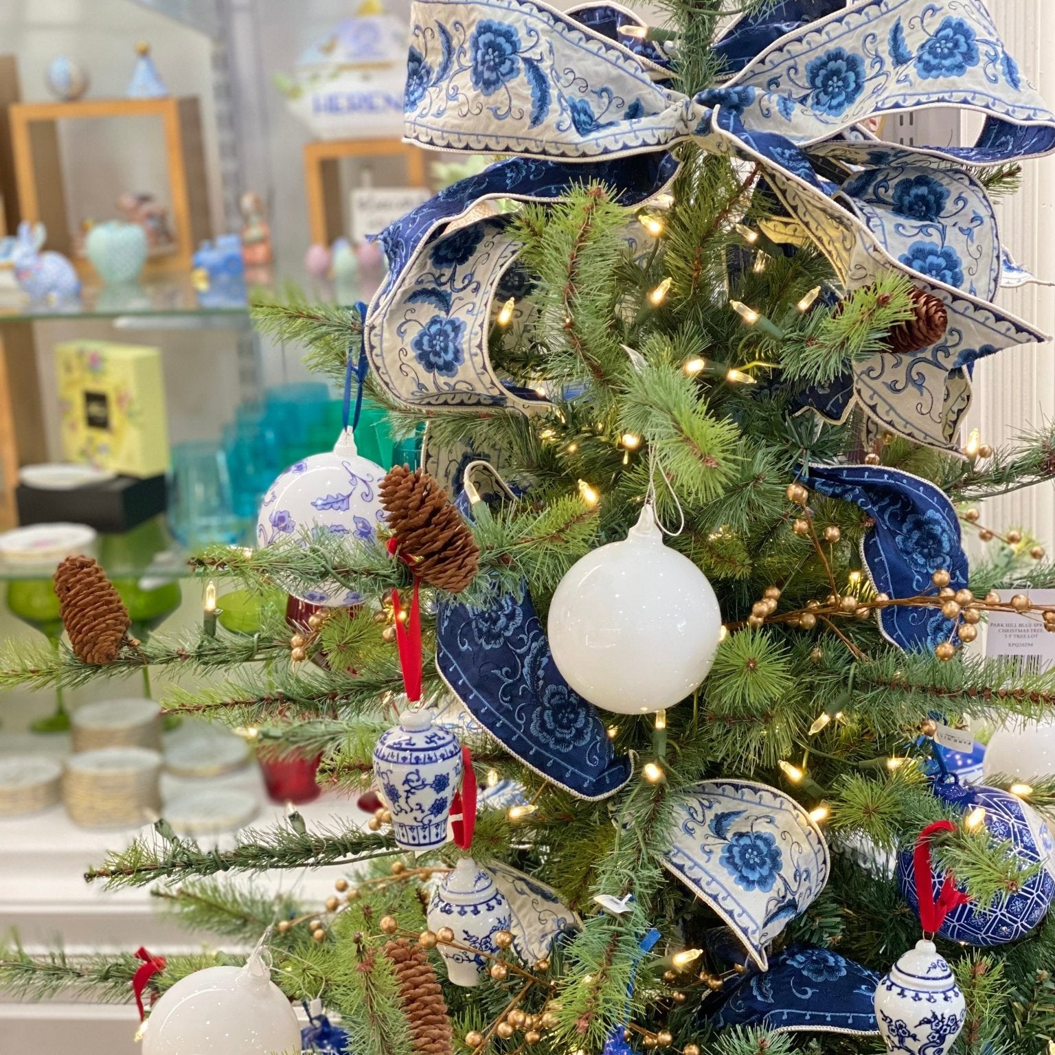 Blue & White - 5.5' Blue Spruce Christmas Tree Fully Furnished - Park Hill - Gaines Jewelers