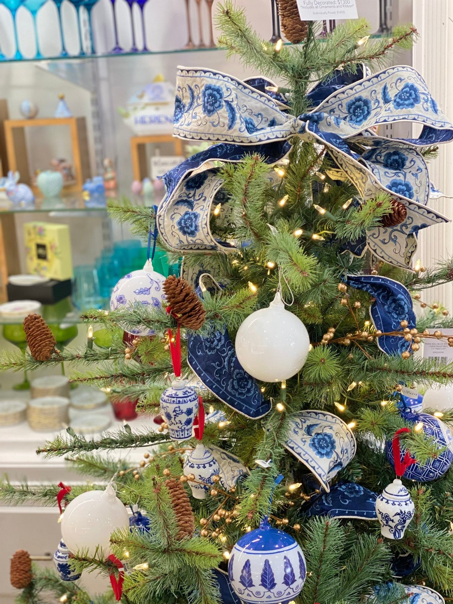 Blue & White - 5.5' Blue Spruce Christmas Tree Fully Furnished - Park Hill - Gaines Jewelers