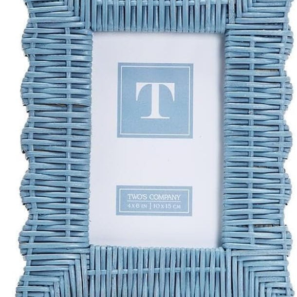 Blue Wicker Picture Frame 4x6 - Twos Company - Gaines Jewelers