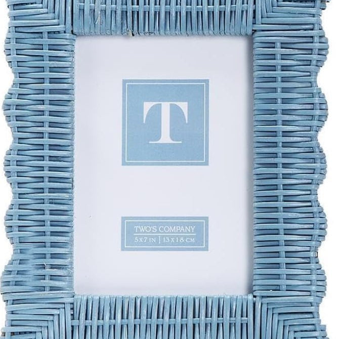Blue Wicker Picture Frame 5x7 - Twos Company - Gaines Jewelers