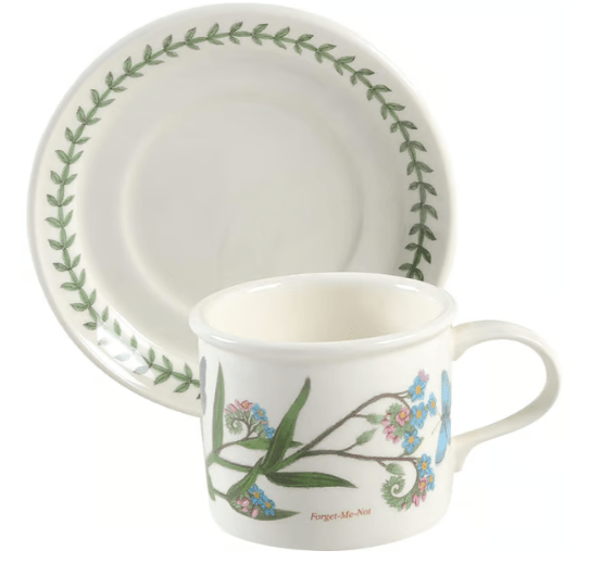 * Botanic Garden Drum Flat Cup & Saucer Set - Forget Me Not - Portmeirio - Gaines Jewelers