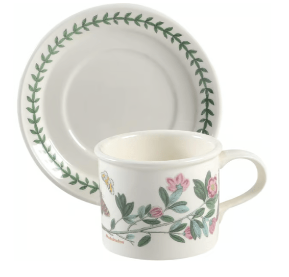 * Botanic Garden Drum Flat Cup & Saucer Set - Rhododendron - Portmeirio - Gaines Jewelers