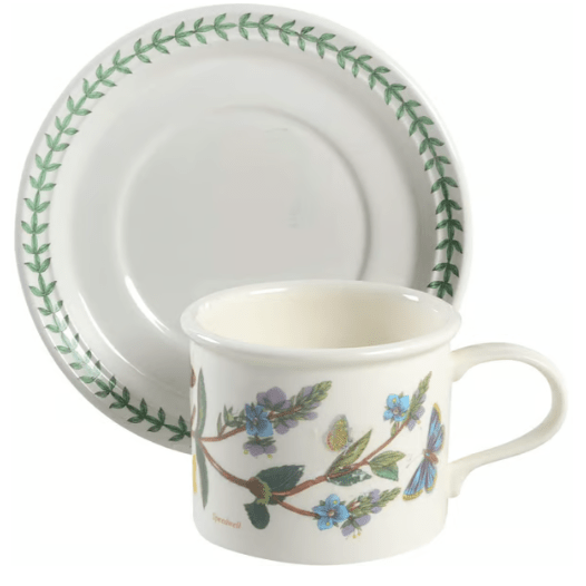 * Botanic Garden Drum Flat Cup & Saucer Set - Speedwell - Portmeirio - Gaines Jewelers