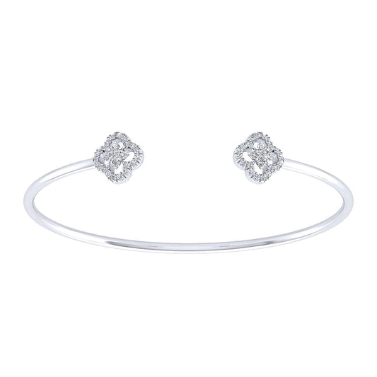 Bracelet- 14k wg flex cuff double cluster cloverleaf shape - Gaines Jewelers