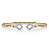 Bracelet - 14K Yellow - White Gold Bujukan Diamond Teardrops Bangle - Gaines Jewelers