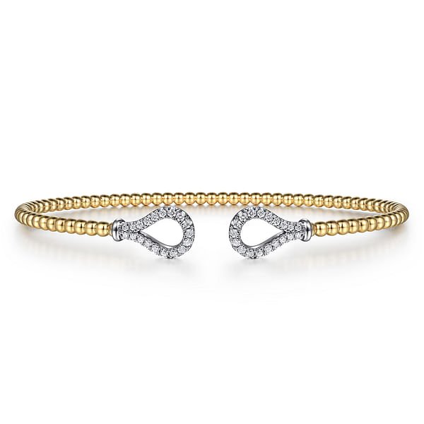 Bracelet - 14K Yellow - White Gold Bujukan Diamond Teardrops Bangle - Gaines Jewelers