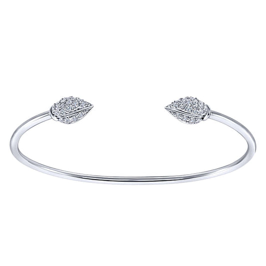 Bracelet -.925 Bangle white sapphire caps - Gaines Jewelers