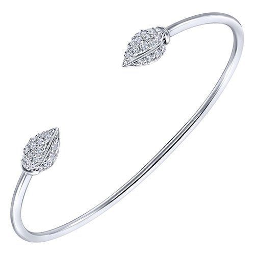 Bracelet -.925 Bangle white sapphire caps - Gaines Jewelers