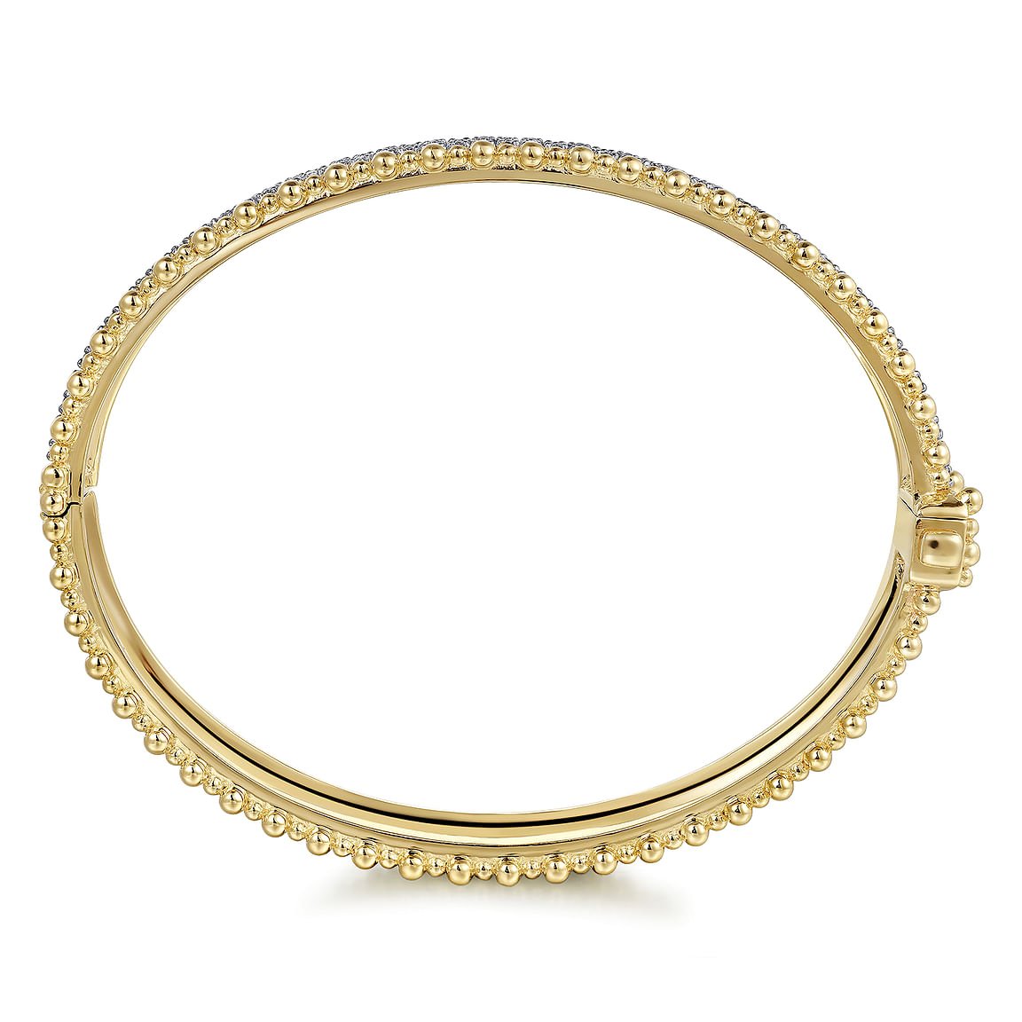 Bracelet bangle with flat top edged with diamonds 14kt yellow gold - Gaines Jewelers