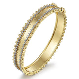 Bracelet bangle with flat top edged with diamonds 14kt yellow gold - Gaines Jewelers