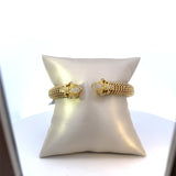 ****Bracelet bangle with tubular mesh & diamond fleur de lisle 14kt yellow gold - Gaines Jewelers