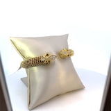 ****Bracelet bangle with tubular mesh & diamond fleur de lisle 14kt yellow gold - Gaines Jewelers
