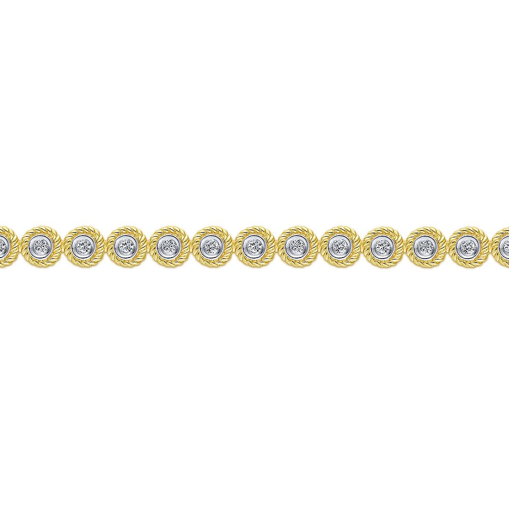 Bracelet designed with bezel set diamonds 14k yellow gold - Gabriel & Co. - Gaines Jewelers