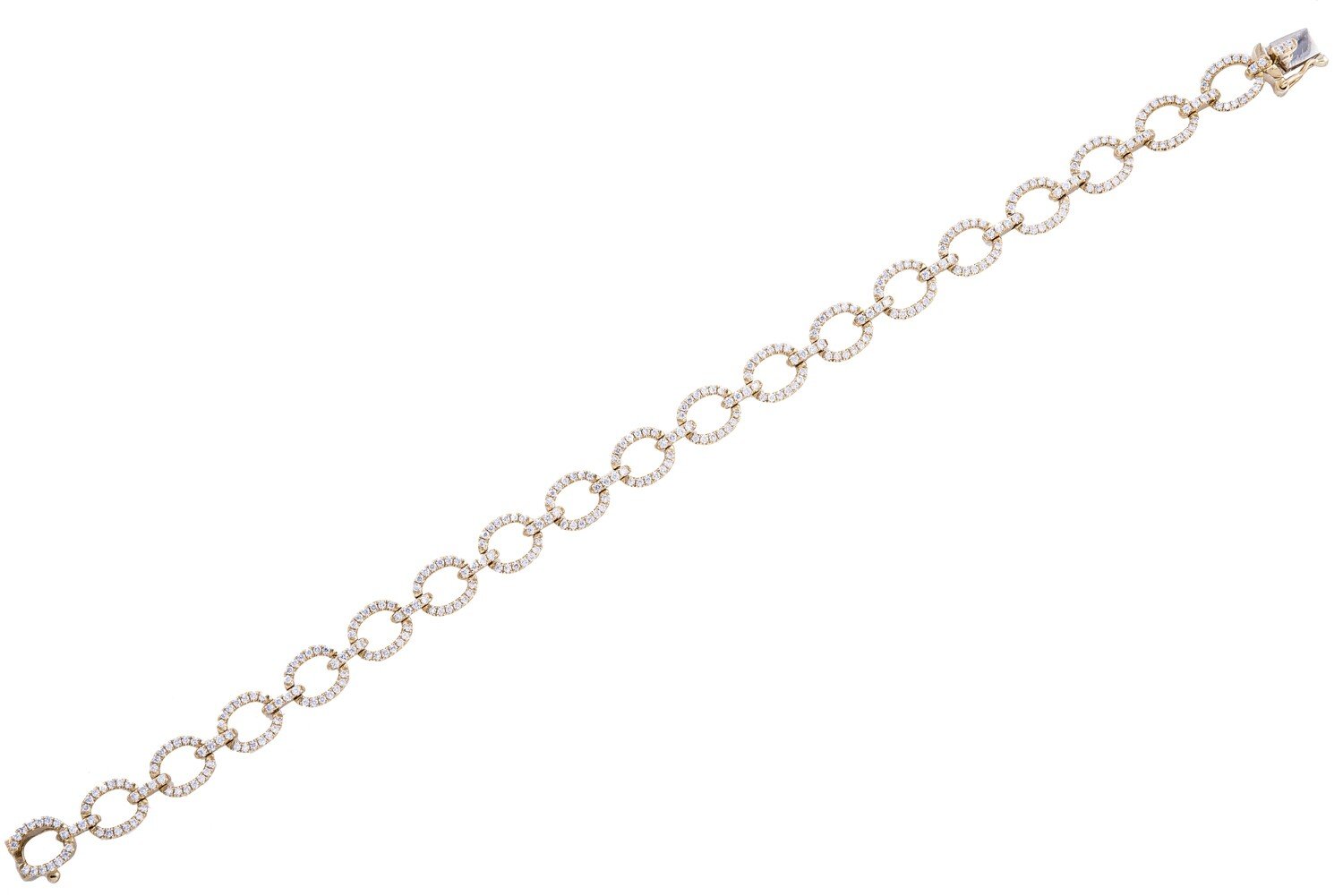 Bracelet - diamond fashion circular links 14kt yellow gold - Gaines Jewelers