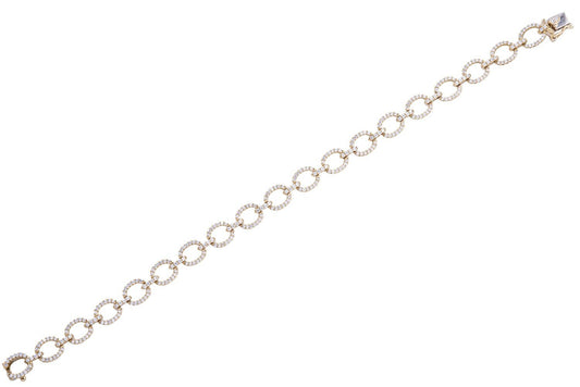 Bracelet - diamond fashion circular links 14kt yellow gold - Gaines Jewelers