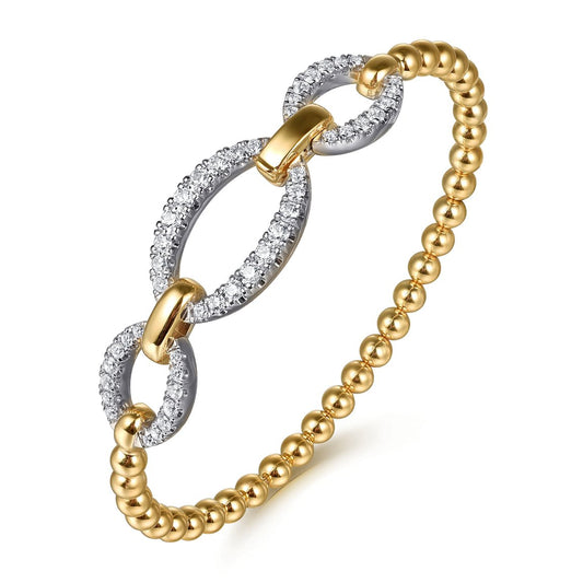 Bracelet flex bangle with 3 diamond open ovals on top 2 - tone karat gold by Gabriel - Gaines Jewelers