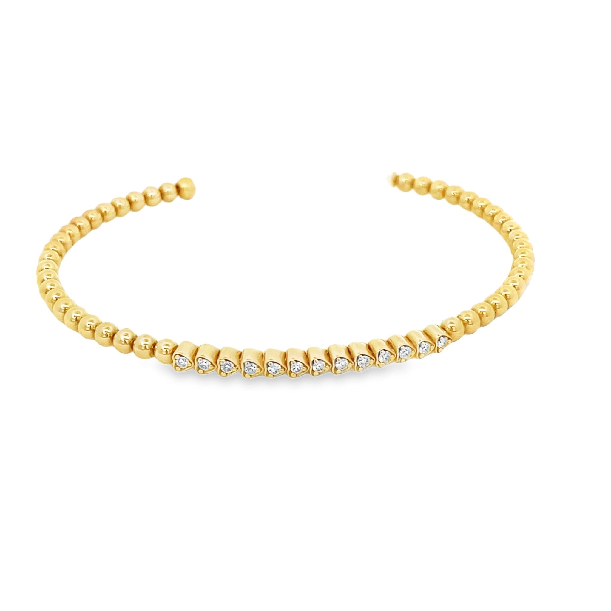 Bracelet flex cuff bangle with diamond top 18kt yellow gold - ronelli - Gaines Jewelers