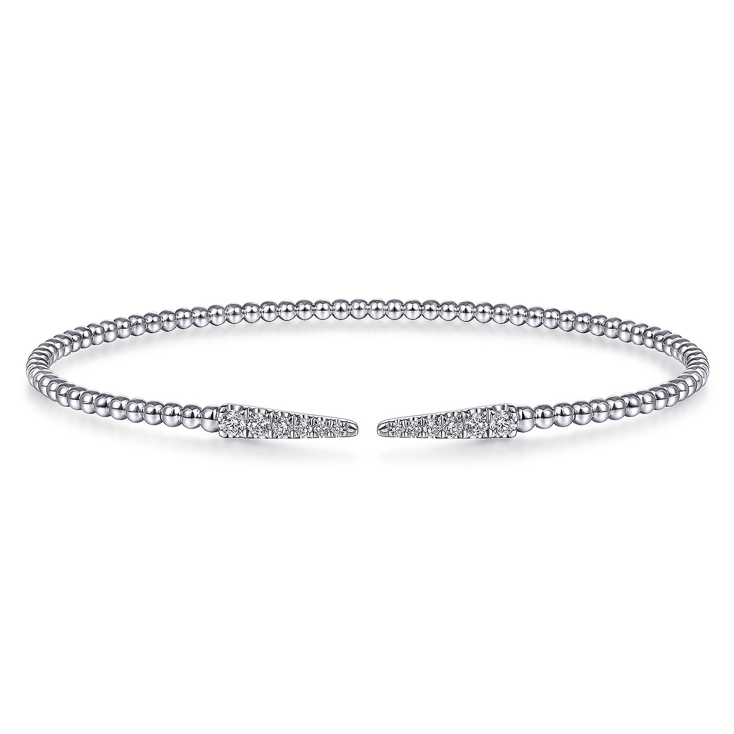 Bracelet - flex cuff with diamond spike tops 14kt white gold - Gaines Jewelers