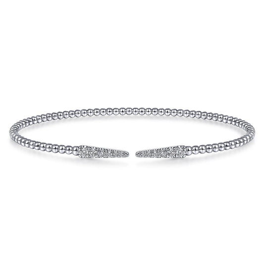 Bracelet - flex cuff with diamond spike tops 14kt white gold - Gaines Jewelers