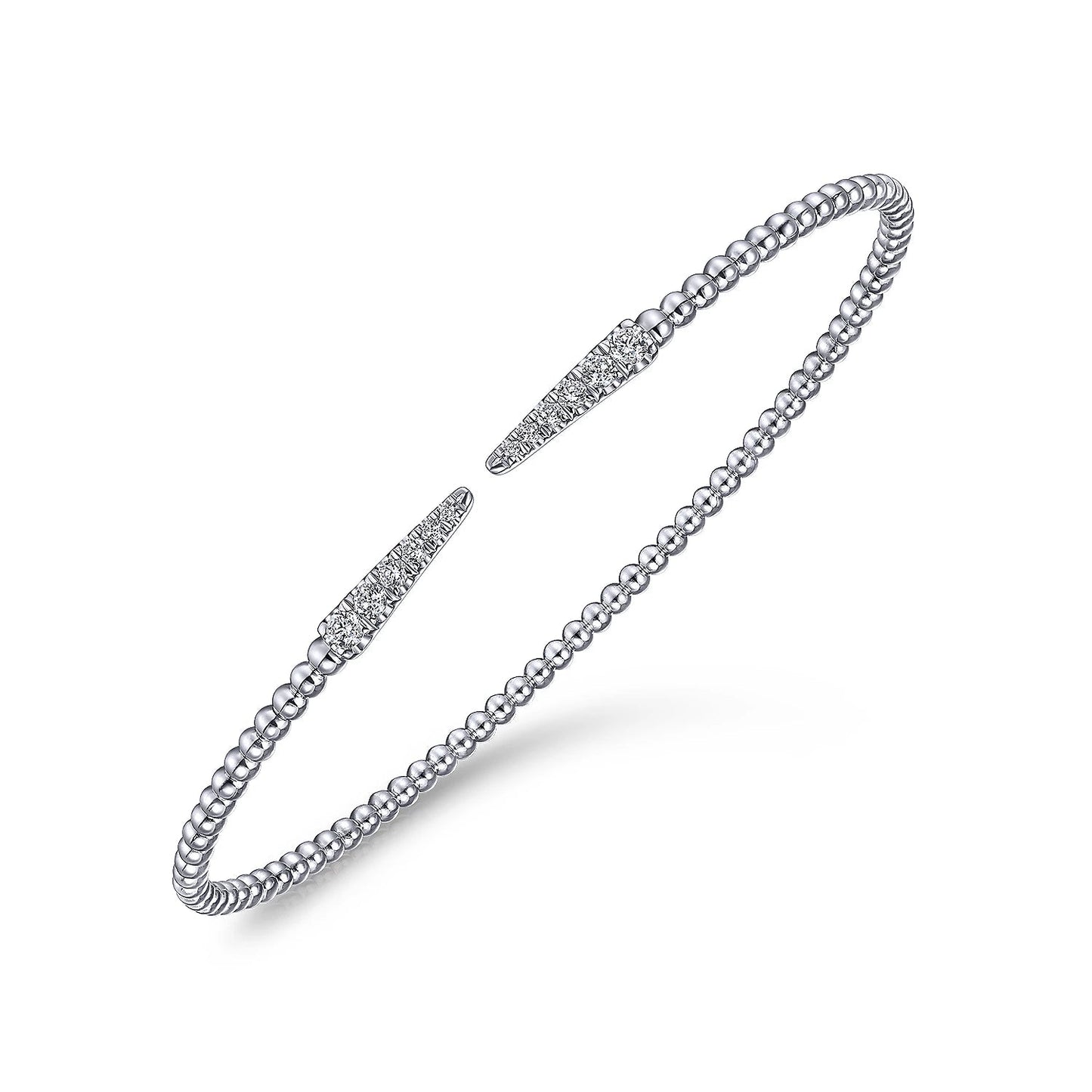 Bracelet - flex cuff with diamond spike tops 14kt white gold - Gaines Jewelers