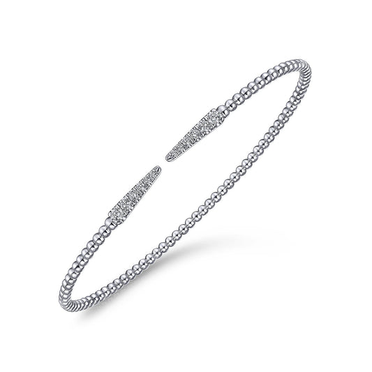 Bracelet - flex cuff with diamond spike tops 14kt white gold - Gaines Jewelers