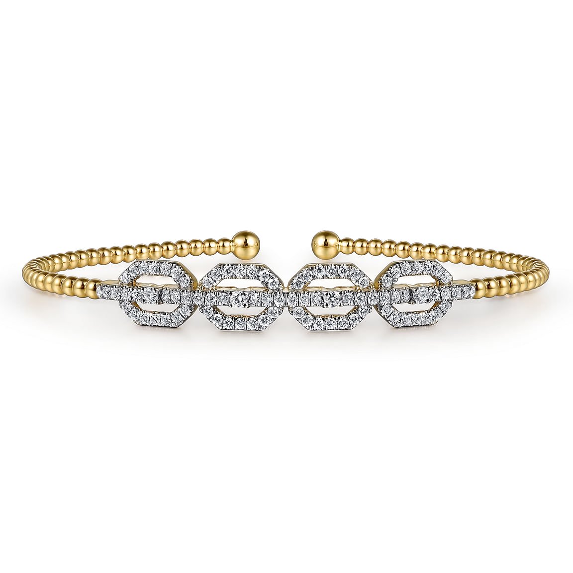 Bracelet flex diamond bangle with 4 motifs on top 2 - tone karat gold - Gaines Jewelers