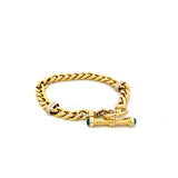 Bracelet large curb link with double bars 14kt yellow gold - Gaines Jewelers