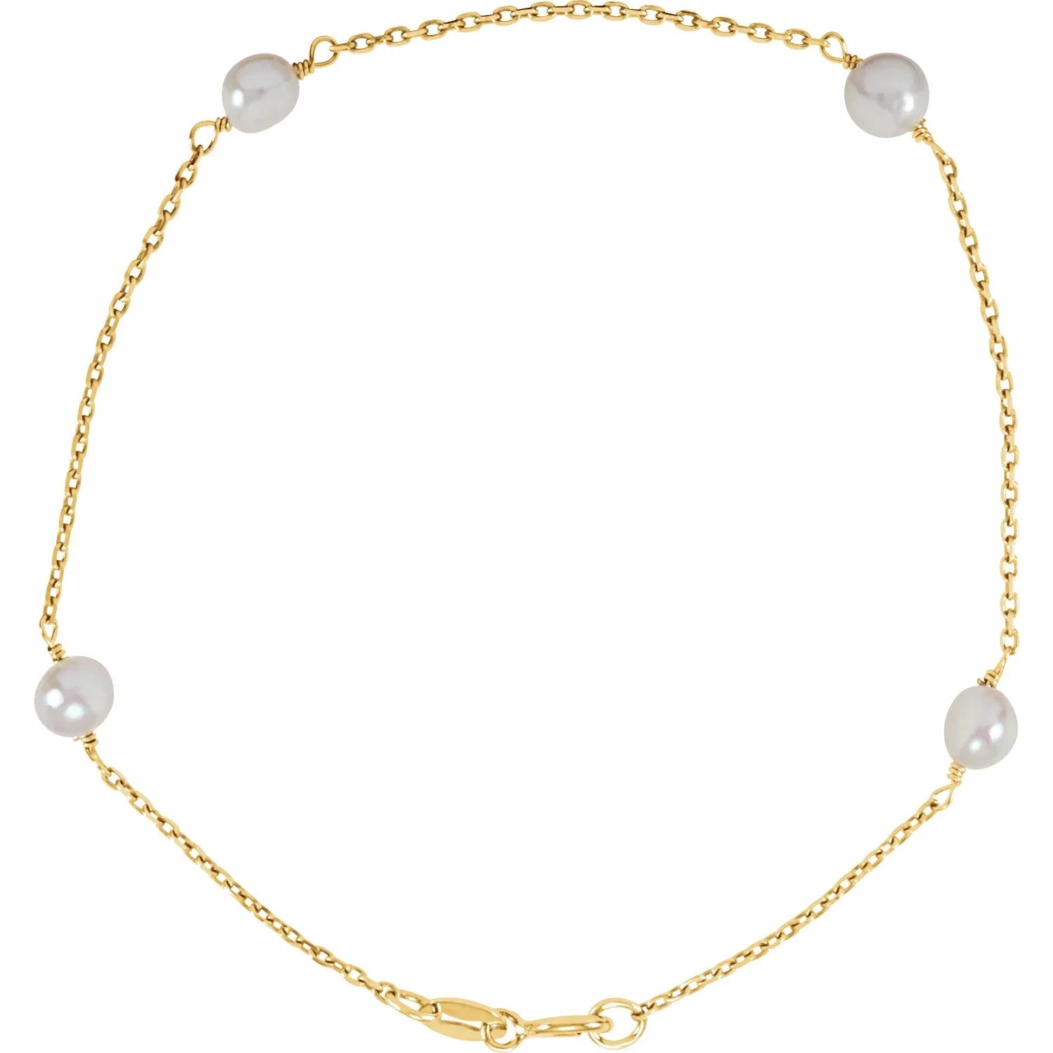 Bracelet - pearl station bracelet for a toddler 14kt yellow gold - Gaines Jewelers