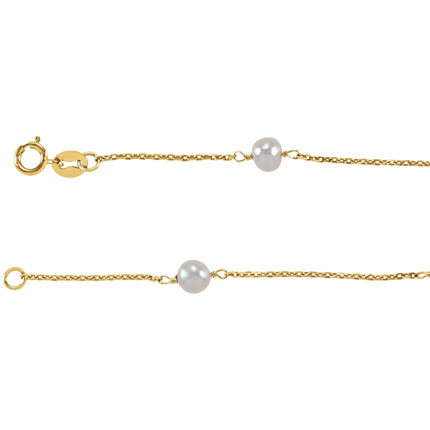 Bracelet - pearl station bracelet for a toddler 14kt yellow gold - Gaines Jewelers