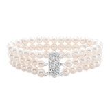 Bracelet with 3 strands of fresh water pearls 14kt white gold - Gaines Jewelers