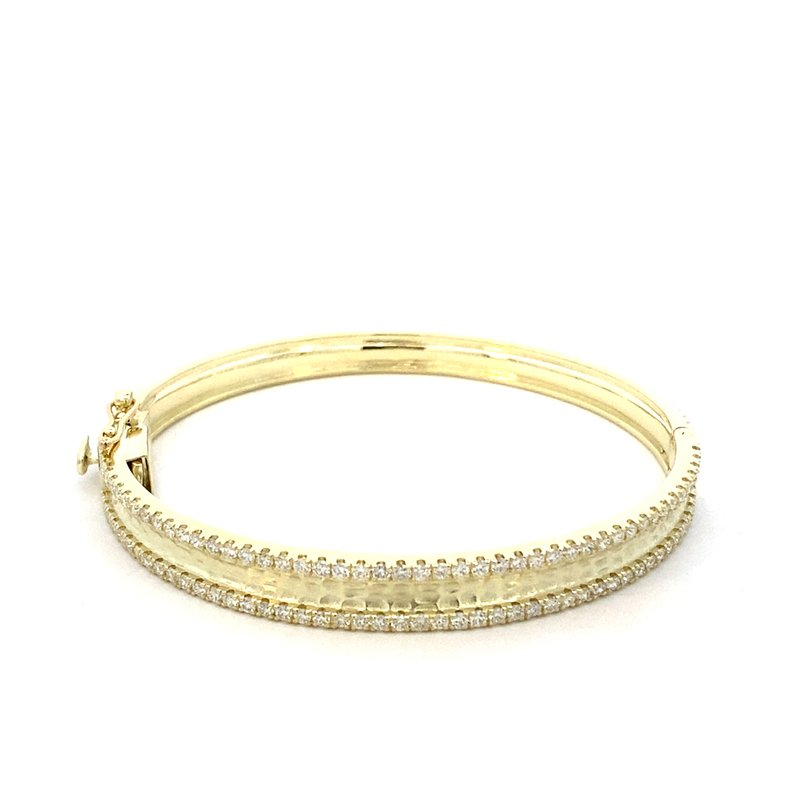 Bracelet with diamond edge, bangle style 14kt yellow gold - Gaines Jewelers