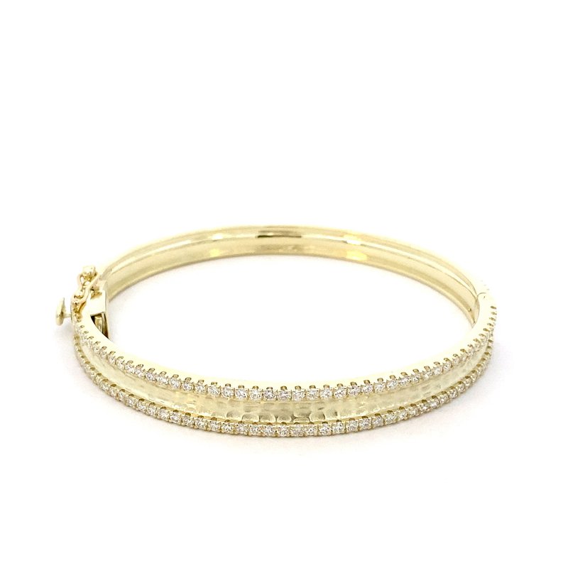 Bracelet with diamond edge, bangle style 14kt yellow gold - Gaines Jewelers