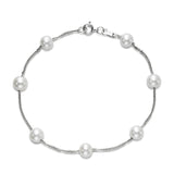 Bracelet with fresh water pearls tin cup style 14kt white gold - Gaines Jewelers