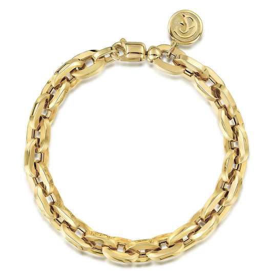 Bracelet with heavy oval links and a tag 14kt yellow gold - Gaines Jewelers