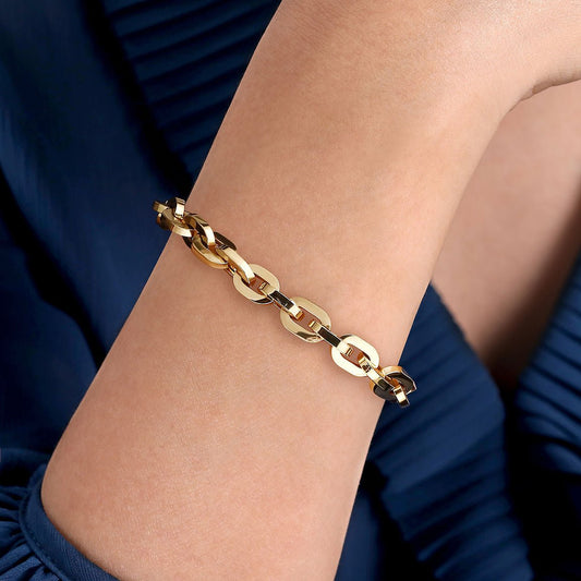 Bracelet with heavy oval links and a tag 14kt yellow gold - Gaines Jewelers