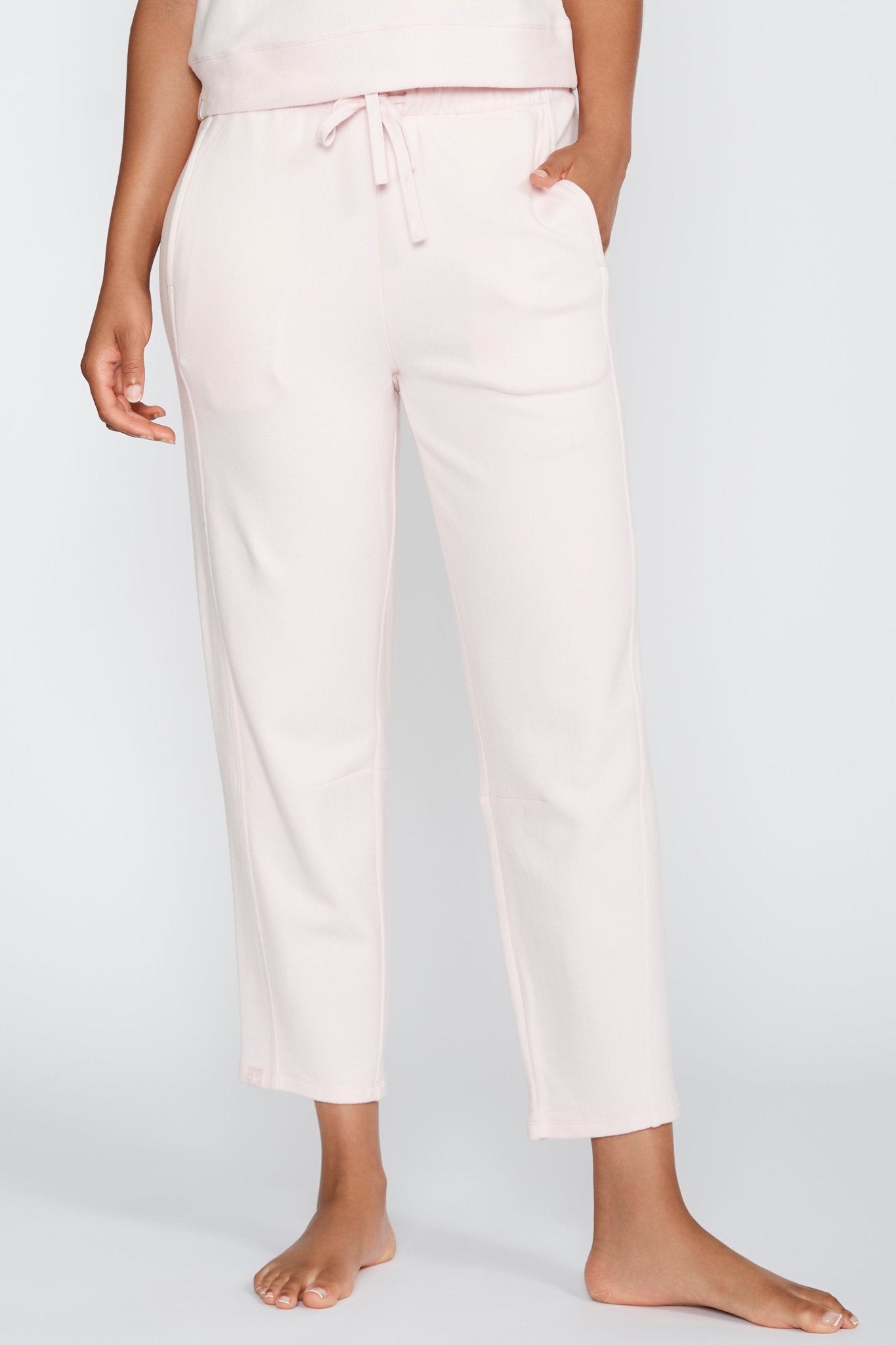 Brushed Fleece Seamed Ankle Pant - Large - Pink Sand - Barefoot Dreams - Gaines Jewelers