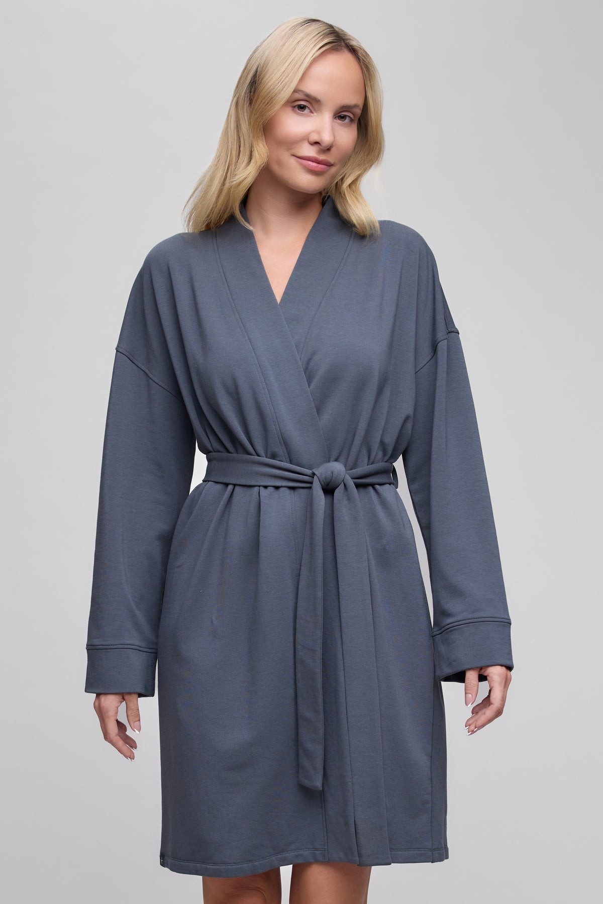 Brushed Luxe Lounge Robe- Slate Blue-Barefoot Dreams - Gaines Jewelers