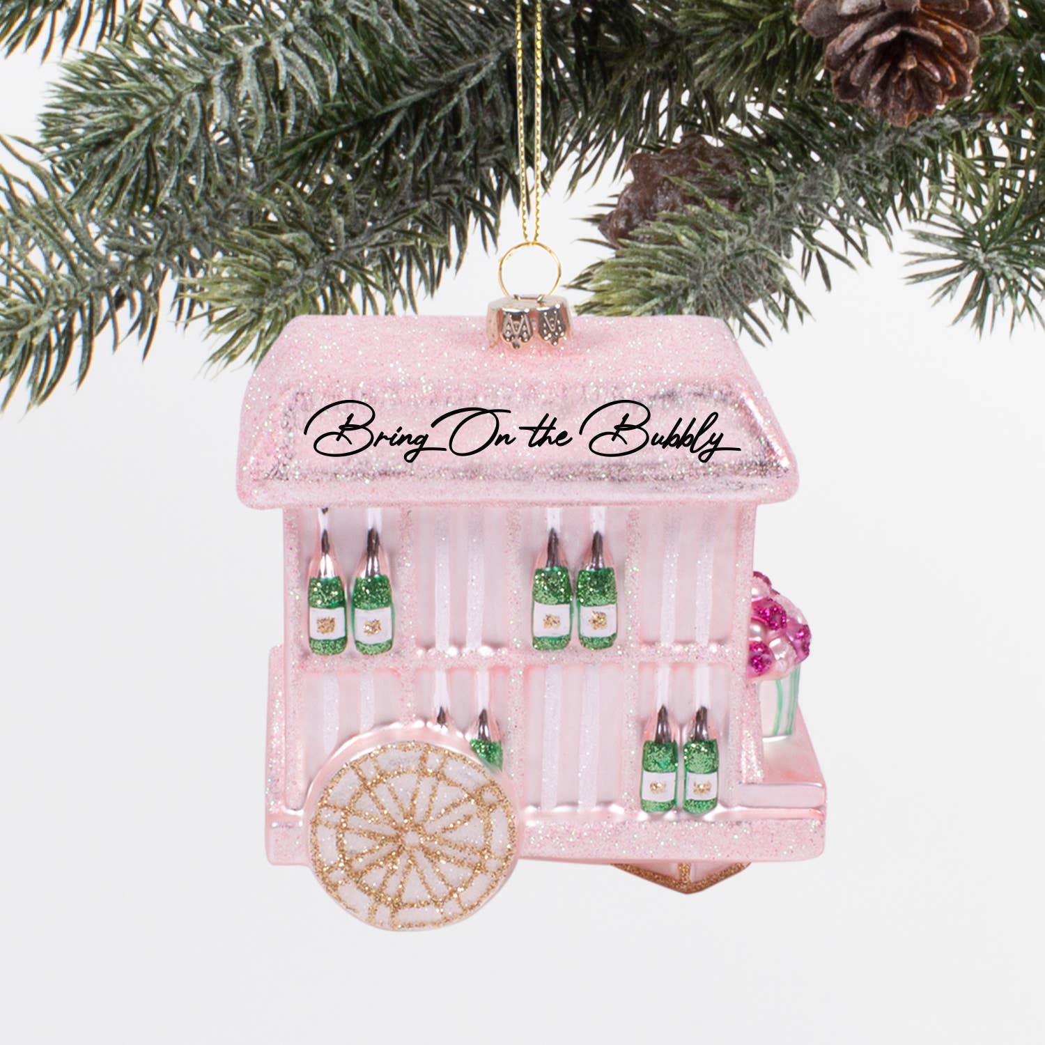 Bubbly Cart Boxed Glass Ornament - 8 Oak Lane - Gaines Jewelers