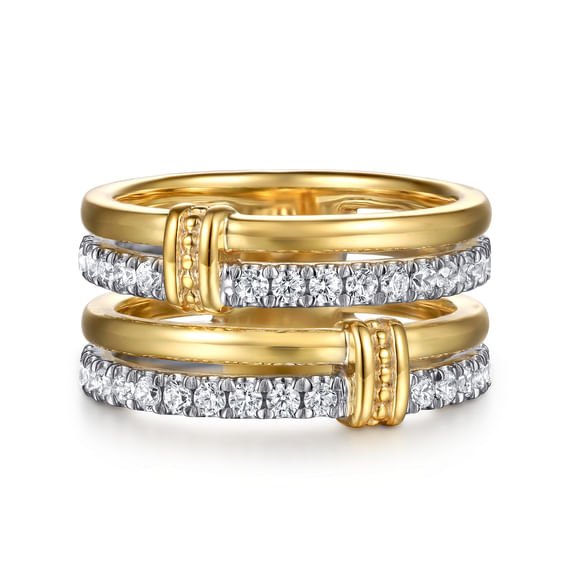 Bujukan Bold - 14K White Yellow Gold Bujukan and Diamond Easy Stackable Ring - Gabriel & Co. - Gaines Jewelers